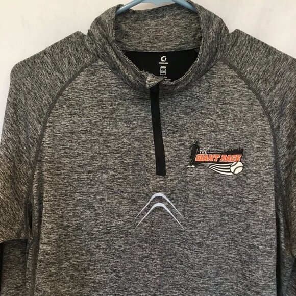 Green Layer "Giant Race" Quarter Zip Pullover Running Sweatshirt Sz Small Gray - Picture 6 of 9